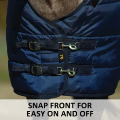 Adjusta-Fit Dura-Nylon V-Free Ocala Leg Strap Open Front Horse Stable Blanket - Midweight -Schneiders Shop 10493 feature g overlay