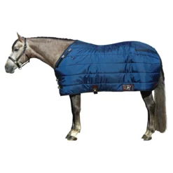 Adjusta-Fit Dura-Nylon V-Free Ocala Leg Strap Open Front Horse Stable Blanket - Midweight -Schneiders Shop 10493 navy