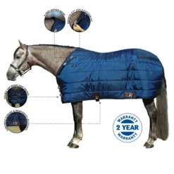 Adjusta-Fit Dura-Nylon V-Free Ocala Leg Strap Open Front Horse Stable Blanket - Midweight