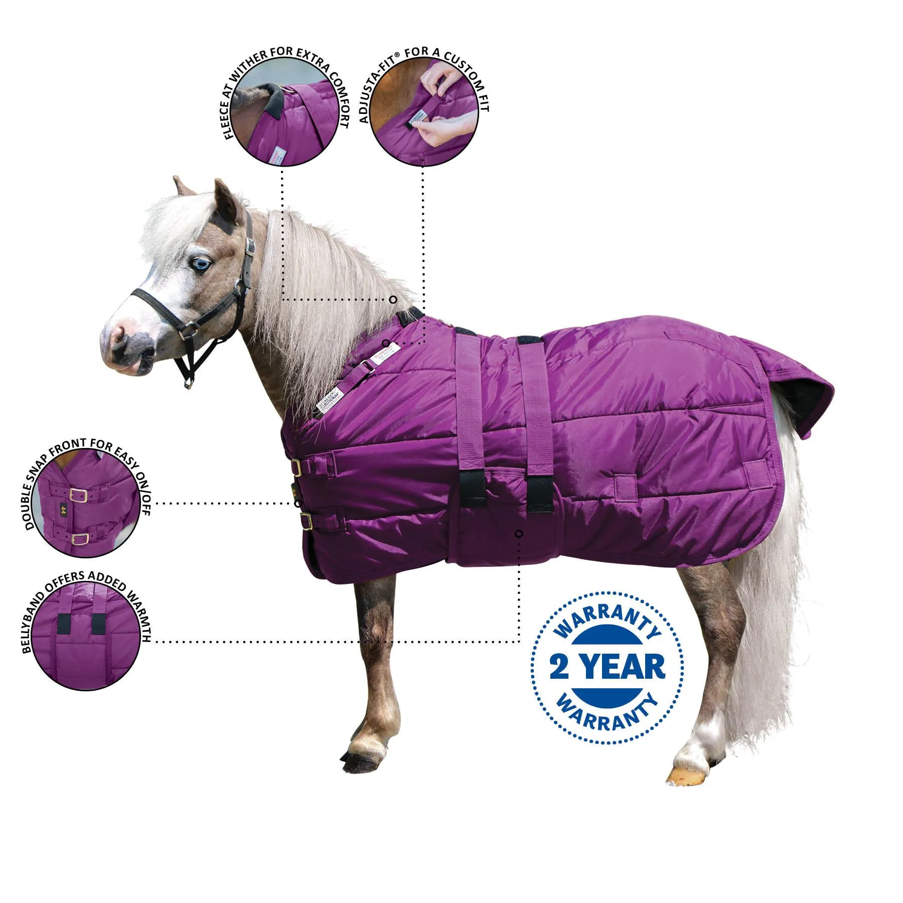 Adjusta-Fit Dura-Nylon Open Front Miniature Horse Stable Blanket 1 Adjusta-Fit Dura-Nylon Open Front Miniature Horse Stable Blanket