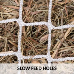 Dura-Tech® Easy Open 1.25" Slow Feed Knotless Hay Net -Schneiders Shop 41816 feature c overlay
