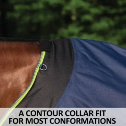 StormShield® Contour Collar No Chew Surcingle 220g Medium Weight Turnout Blanket -Schneiders Shop 42843 feature b overlay